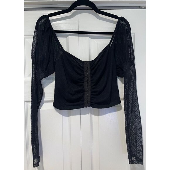 Painted Threads Womens Sheer Lace Milkmaid Top Size M Whimisgoth Fairy Grunge - Picture 1 of 12